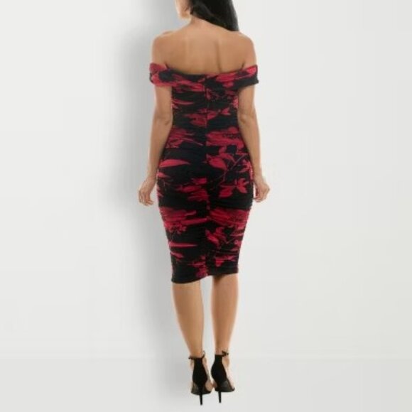 Premier Amour Floral Mesh Short Sleeve Midi Sheath Dress SIZE 10 - Picture 3 of 9